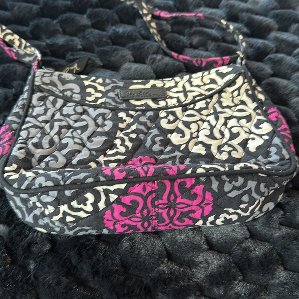 Vera Bradley Black and Pink Patterned Crossbody Women's Bag - Picture 8 of 16